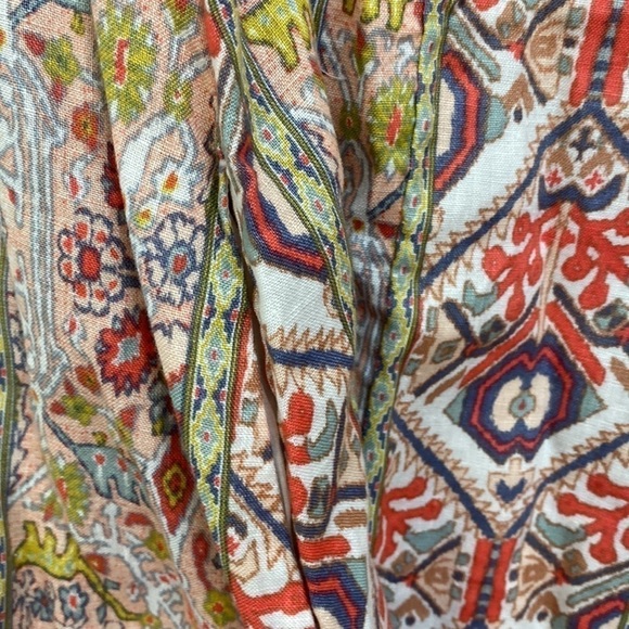 RACHEL Zoe Aztec Southwestern Boho 100% Linen Pocket Dress Women’s Size XS - Picture 13 of 14